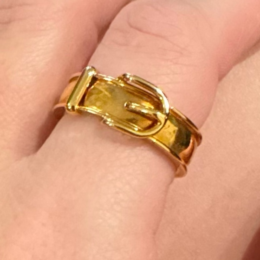 HERMES Belt Buckle Scarf Ring Gold Plated